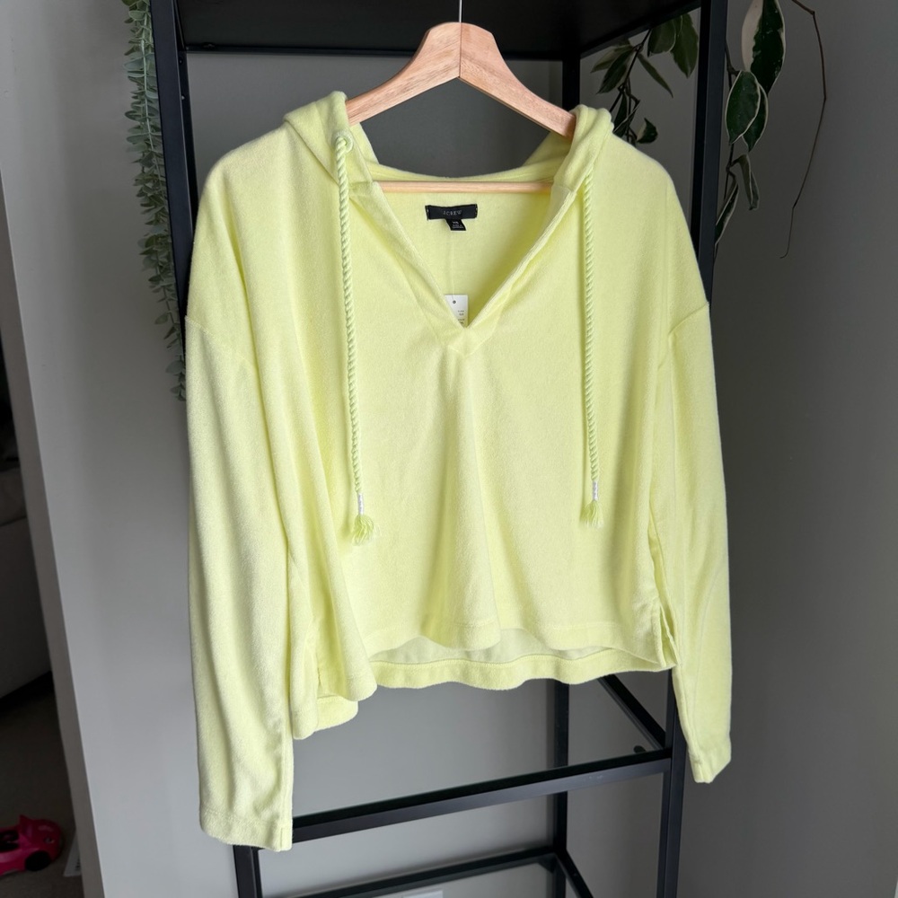 NWT J. Crew Terry Towel Open V Neck Hoodie